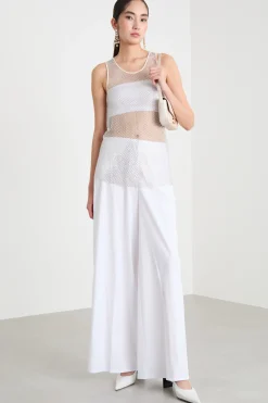 Canotta in rete con strass - Bianco
