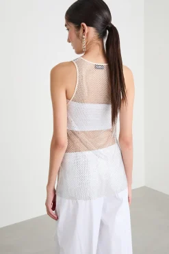 Canotta in rete con strass - Bianco