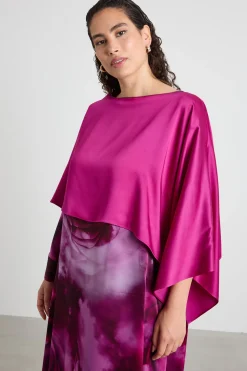 Cappa in enver satin lucido - Ciclamino