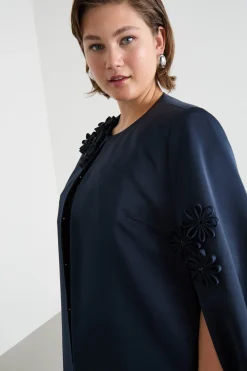 Cappa in duchesse con ricami - Blu