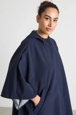 Cappa in tela e jersey - Blu