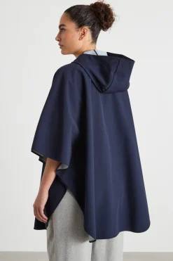 Cappa in tela e jersey - Blu