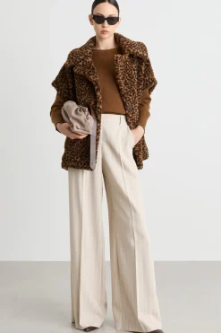 Cappa jacquard con maxi rever - Animalier