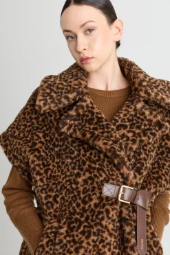 Cappa jacquard con maxi rever - Animalier