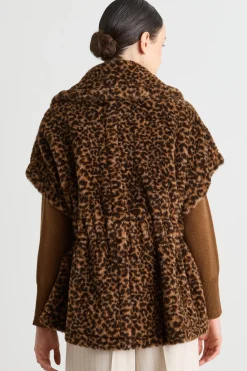 Cappa jacquard con maxi rever - Animalier
