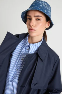 Cappello bucket in jeans - Blu Bianco
