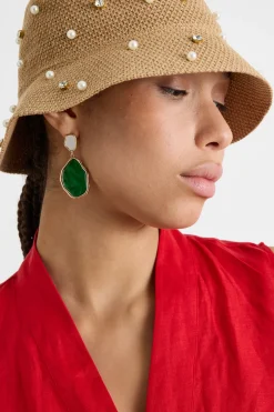 Cappello con applicazioni bijoux - Cammello