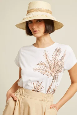 Cappello con nappine - Crema
