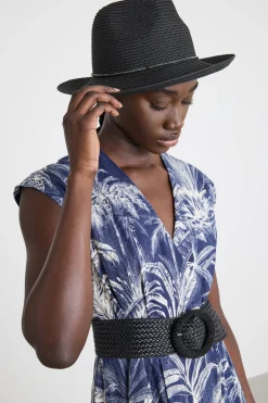 Cappello con nastro in tono - Nero