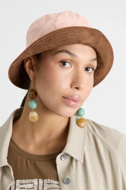 Cappello da pescatore double-face - Marrone Rosa