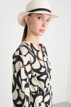 Cappello in paglia - Bianco Nero