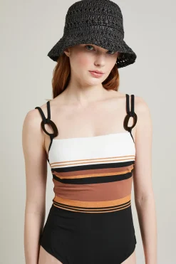 Cappello in rafia - Nero