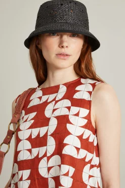 Cappello in rafia - Nero