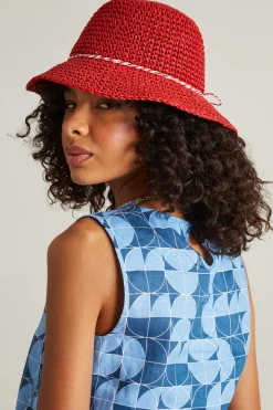 Cappello in rafia - Rosso