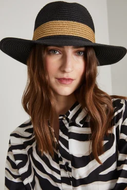 Cappello tesa larga - Nero Beige