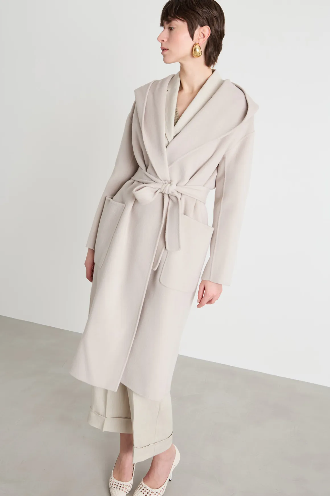 Cappotto a vestaglia con cappuccio - Avorio
