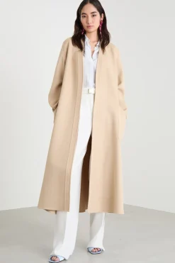 Cappotto a vestaglia in doppio drap - Beige