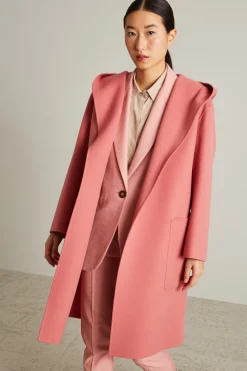 Cappotto a vestaglia in doppio - Rosa Scuro