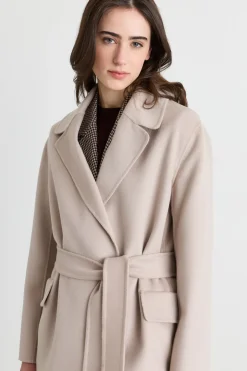 Cappotto a vestaglia in drap - Beige