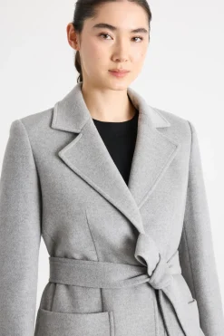 Cappotto a vestaglia in drap - Grigio