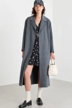 Cappotto a vestaglia in drap - Grigio