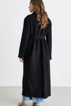 Cappotto a vestaglia in drap - Nero
