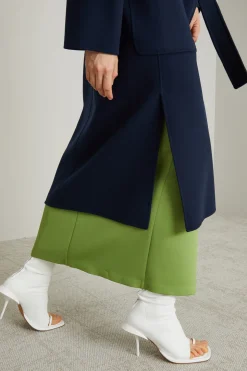 Cappotto a vestaglia in panno - Blu Notte