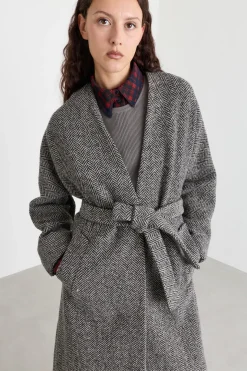 Cappotto a vestaglia in tweed - Grigio