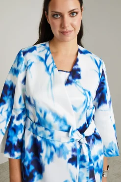 Cappotto a vestaglia in twill - Azzurro Bianco