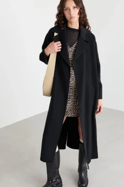 Cappotto con cintura - Nero