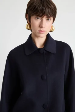 Cappotto con colletto a camicia - Blu Notte