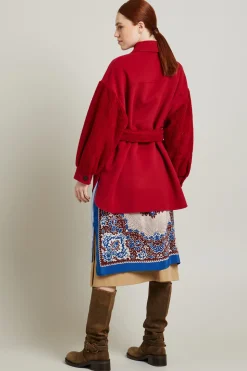 Cappotto con maniche peluche - Rosso