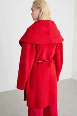 Cappotto con scollo a scialle - Rosso