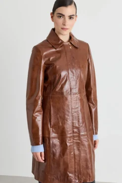 Cappotto con zip nascosta - Marrone