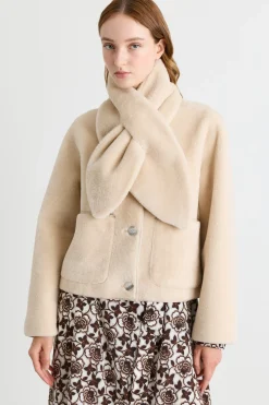 Cappotto corto con sciarpa - Beige