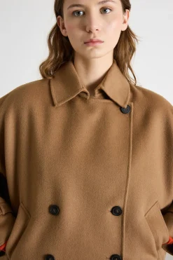 Cappotto corto in tessuto doppio - Cammello
