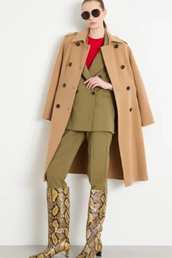 Cappotto doppiopetto con cintura - Cammello