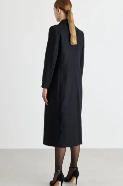 Cappotto doppiopetto con cintura - Nero