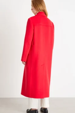 Cappotto doppiopetto con cintura - Rosso