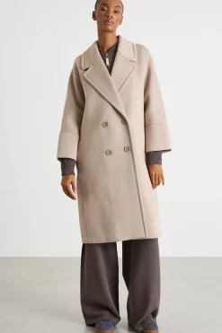 Cappotto doppiopetto con maniche a kimono - Beige