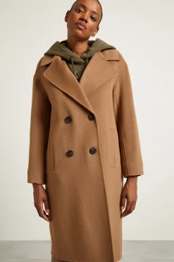 Cappotto doppiopetto in lana - Cammello