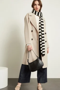Cappotto doppiopetto in lana - Ecru