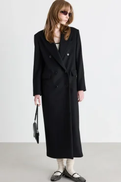 Cappotto doppiopetto lungo - Nero