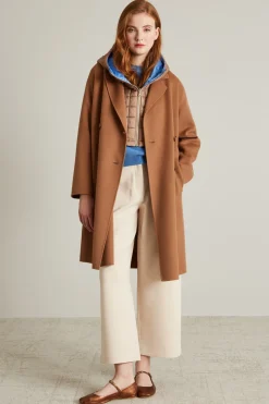 Cappotto dritto in doppio panno - Cammello