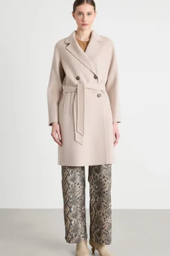 Cappotto dritto in tessuto doppio - Beige
