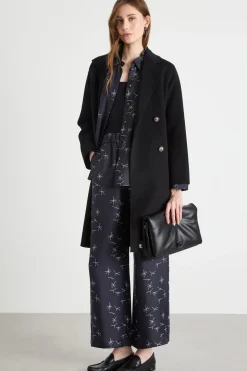 Cappotto dritto in tessuto doppio - Nero