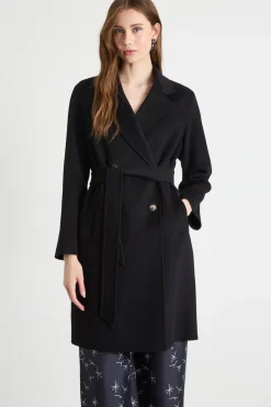 Cappotto dritto in tessuto doppio - Nero
