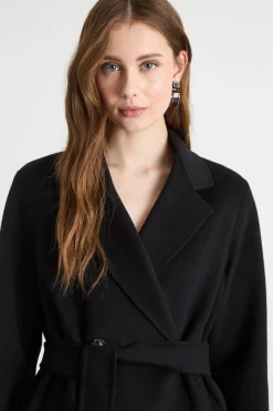 Cappotto dritto in tessuto doppio - Nero