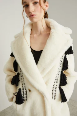 Cappotto effetto teddy - Bianco Nero