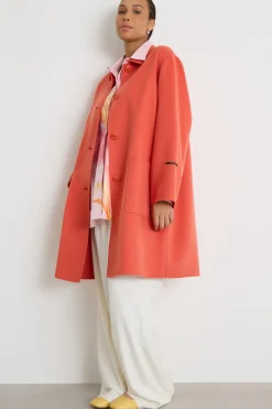 Cappotto in double con tasche applicate - Arancione